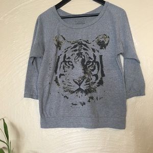 Gray Top with Tiger Motif